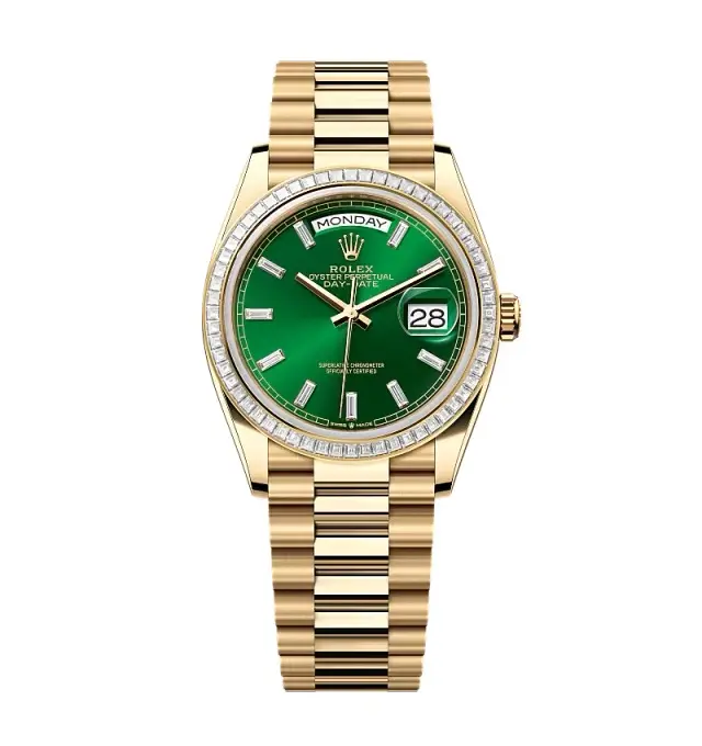 Superclone Rolex Day Date Bright Green Diamond Dial 0035 36 Mm