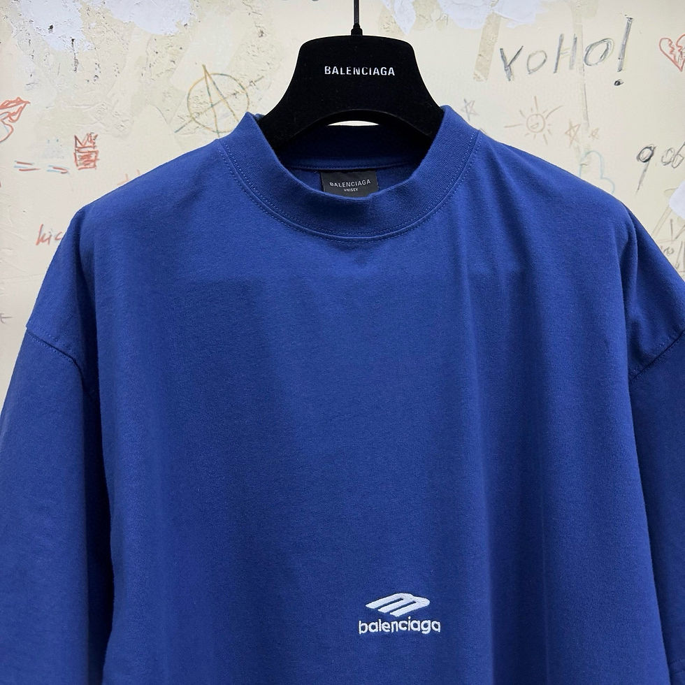 Thumbnail: Balenciaga T-Shirt Oversize Bleu Roi – Logo Sport