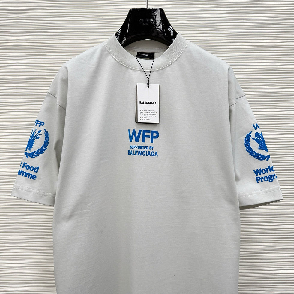 Thumbnail: Balenciaga x WFP T-Shirt Blanc – Logo Bleu