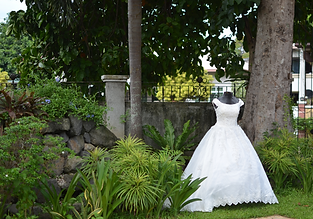 Beautiful gowns in the graden, The Gardens At Isaac Taylor. New Bern NC wedding and event venue