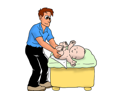 A troca de fralda do bebê