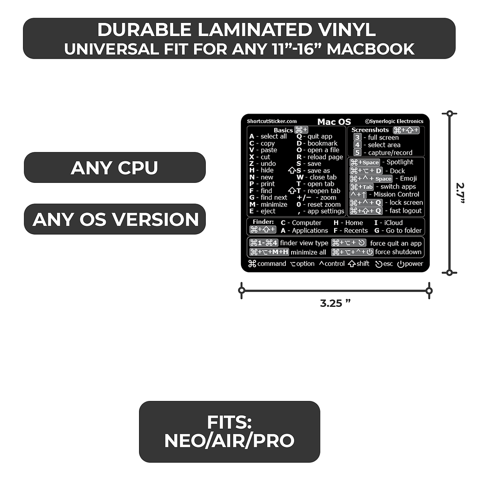 Thumbnail: For Neo! Mac OS  Shortcut Vinyl Sticker Universal for any Macbook 11"-16"