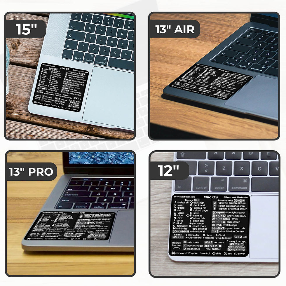 Thumbnail: Mac Os X Shortcuts Vinyl Sticker (for 11"-16" Macs 2008-2019 with INTEL CPU)
