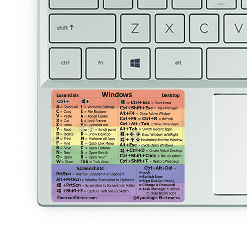 Microsoft Windows 10/11 Shortcuts Vinyl Sticker for any PC Shortcut