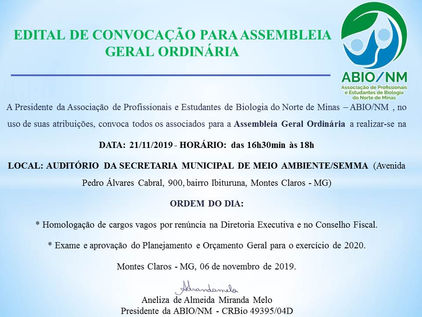 Edital de convocação para Assembleia Geral Ordinária 