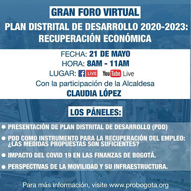 Plan Distrital de Desarrollo 2023: recuperación económica