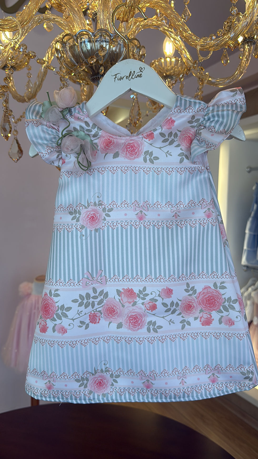 TRAPÉZIO LISTRADO FLORES ROSA