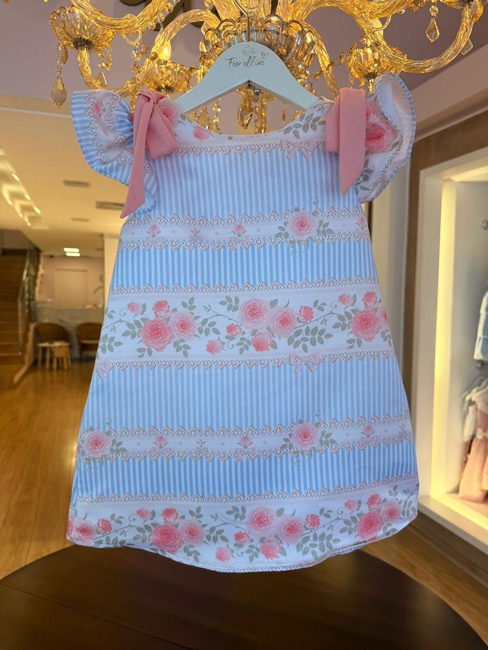 TRAPÉZIO LISTRADO LAÇO ROSA BEBÊ