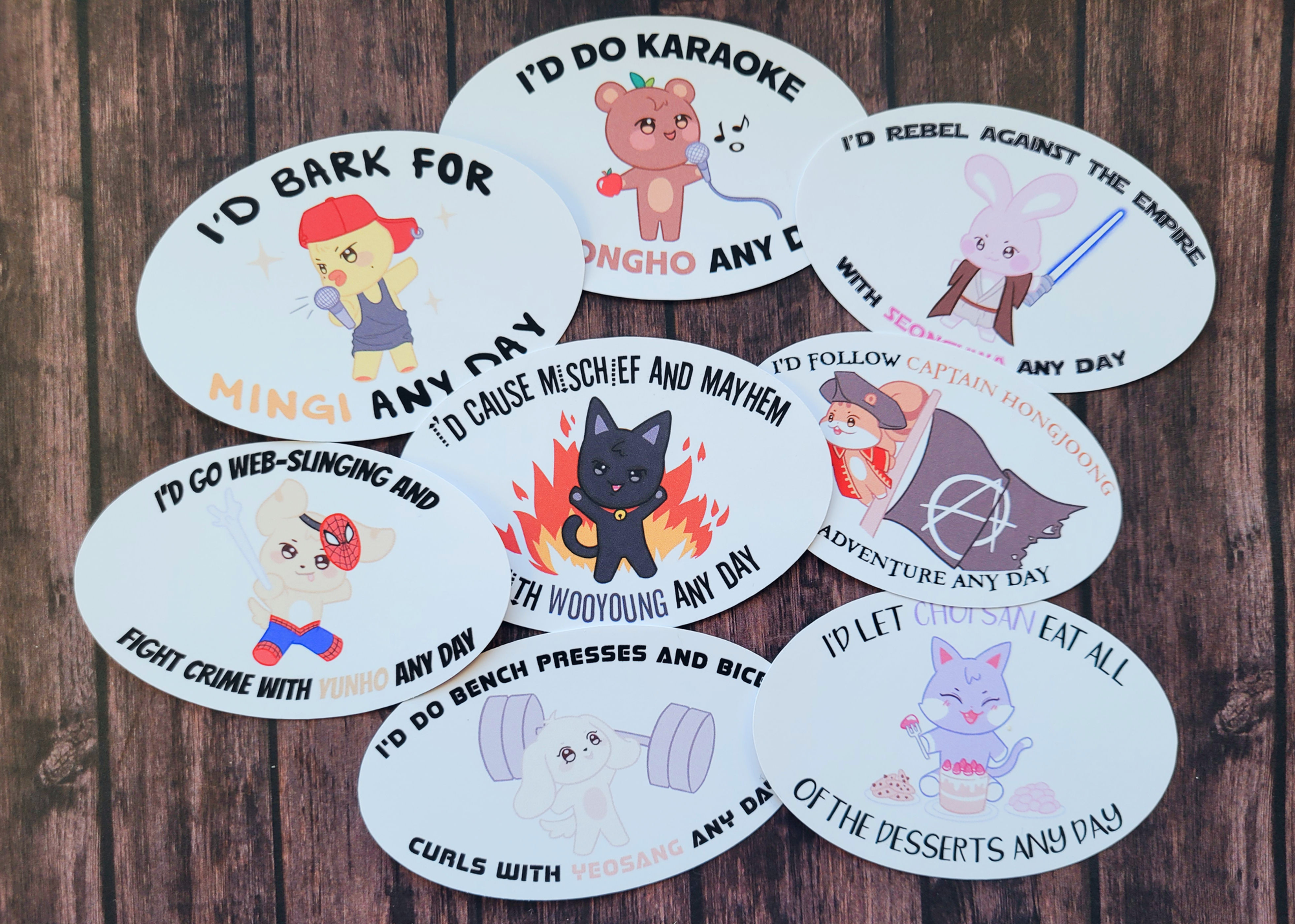 K-Pop ATEEZ Stickers, Hand-Drawn K-Pop Sticker Set, Single Or Full Set