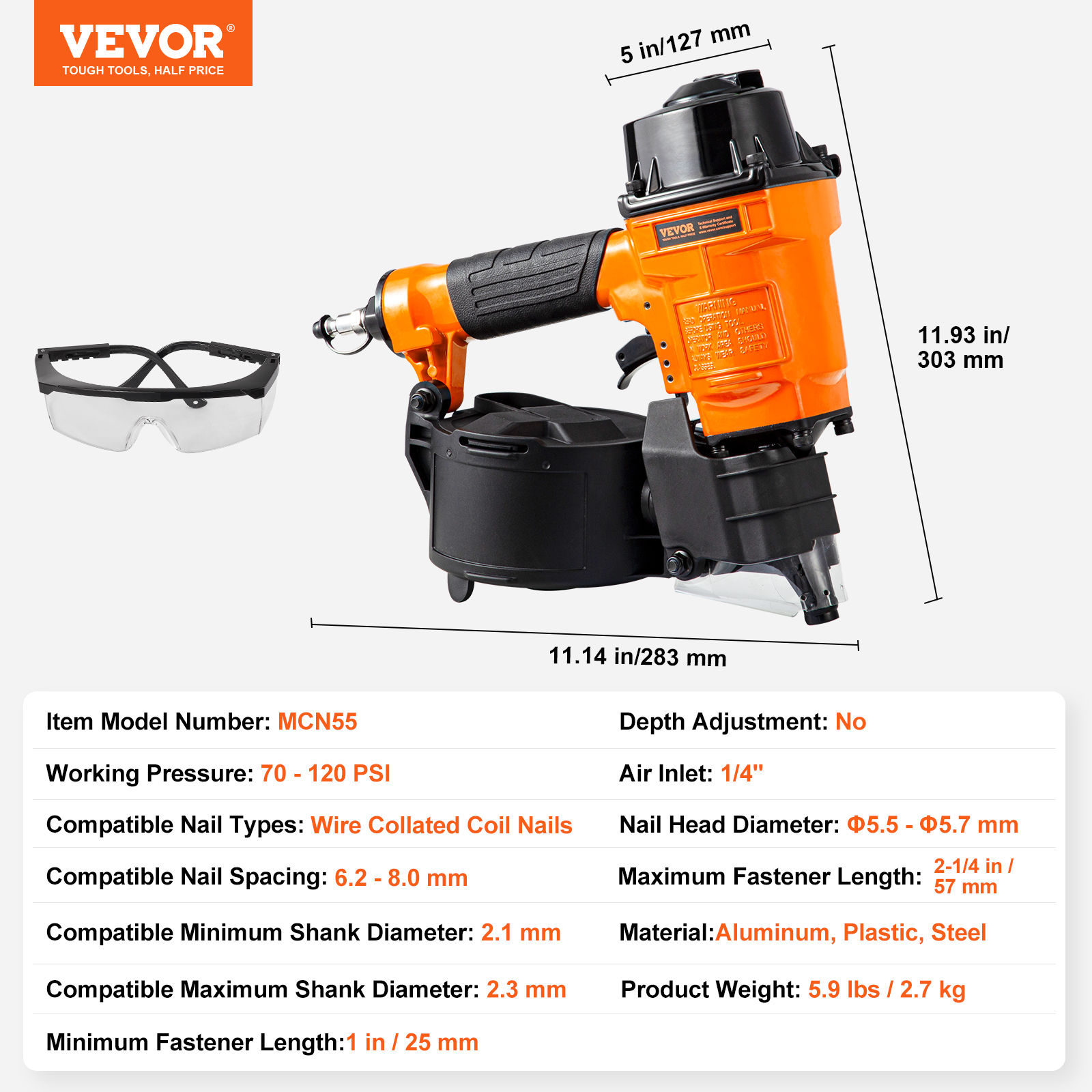 SucceBuy Coil Siding Nailer CN65 CN55 CN70 CN83 CN90 Pneumatic Siding Nail Gun P