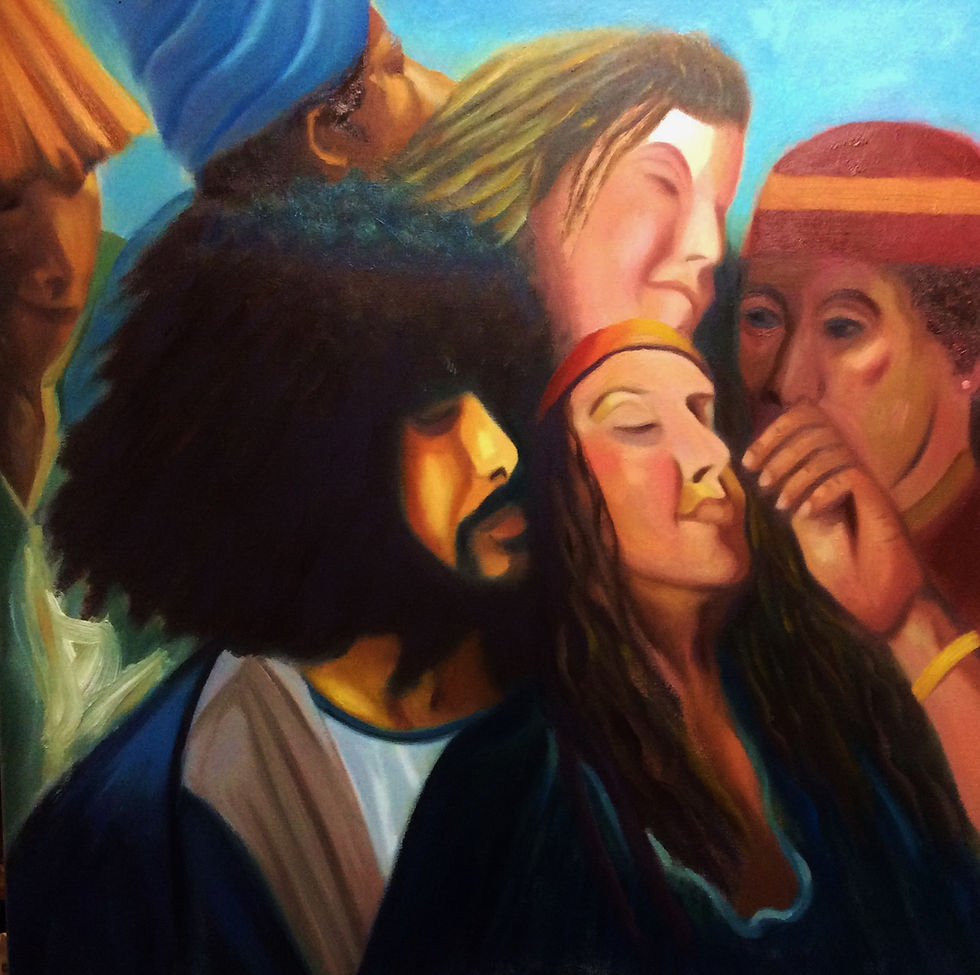 The session, people at a concert oil on canvas 24x24