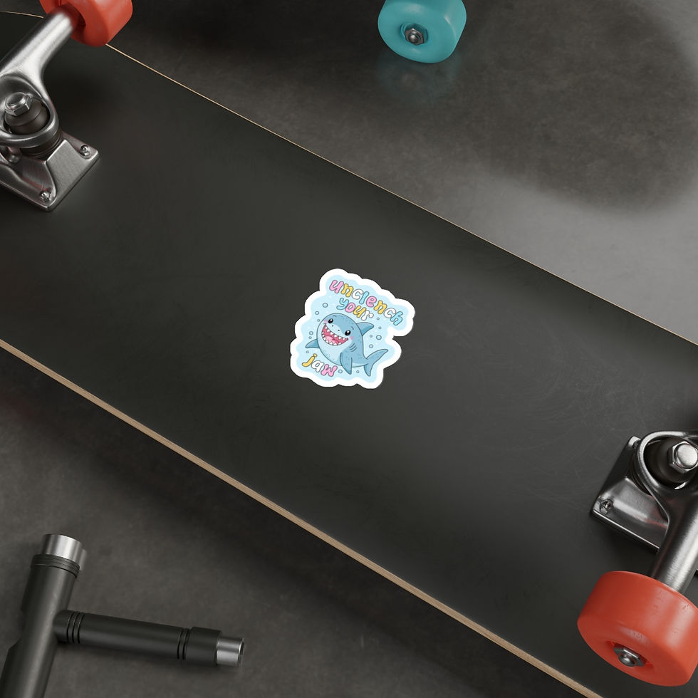 Thumbnail: Shark Die-Cut Anxiety Sticker -"Unclench Your Jaw" Vinyl Cute Shark Sticker
