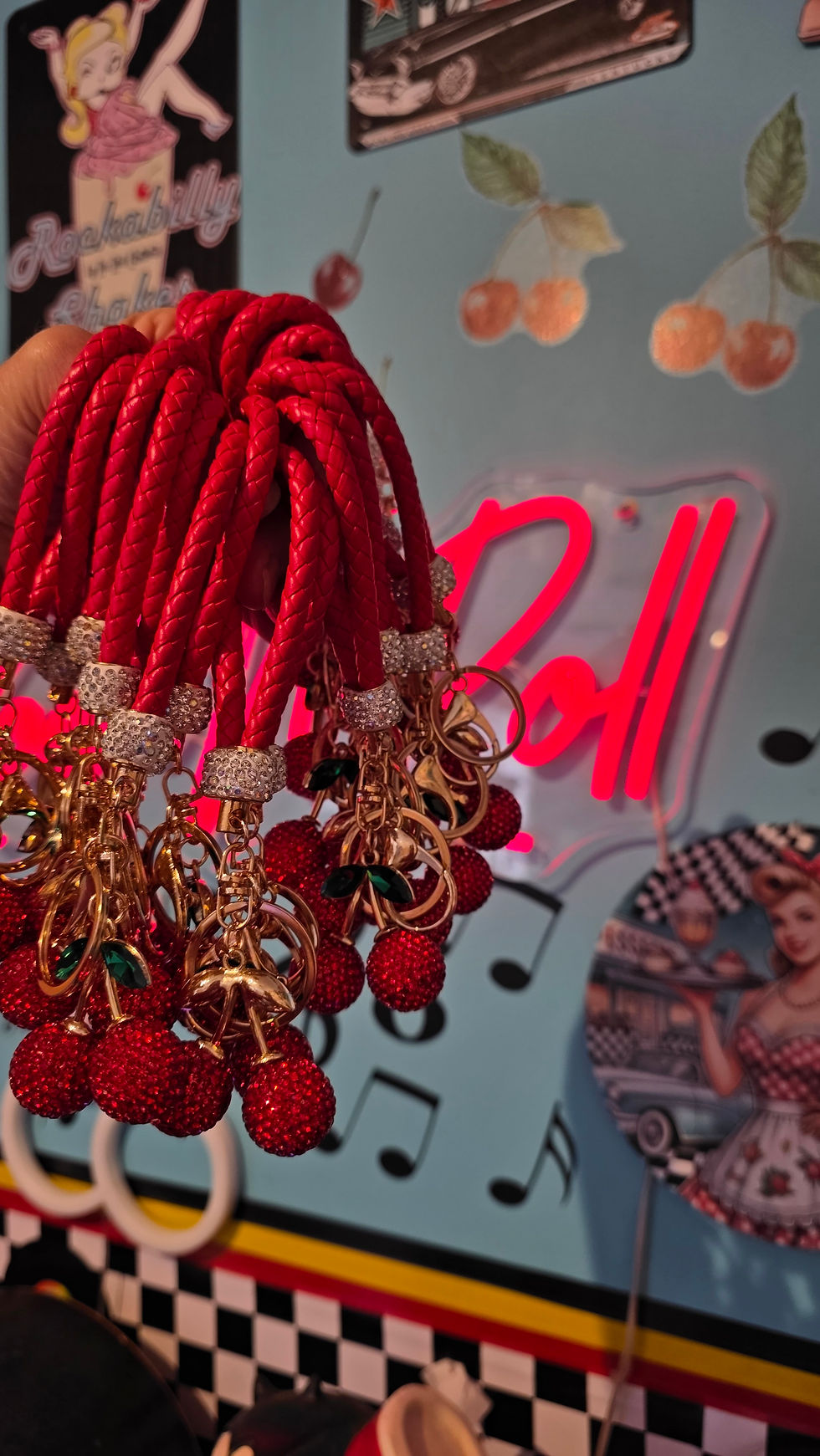 Thumbnail: Cherry Diamond Keyrings 