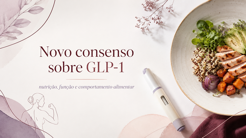 Uma caneta de tratamento para obesidade e um prato saudável representando o consenso