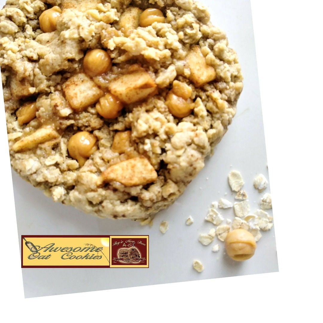 Gift Box, 12 LG Size Apple Caramel Cinnamon , Awesome Oat Cookies