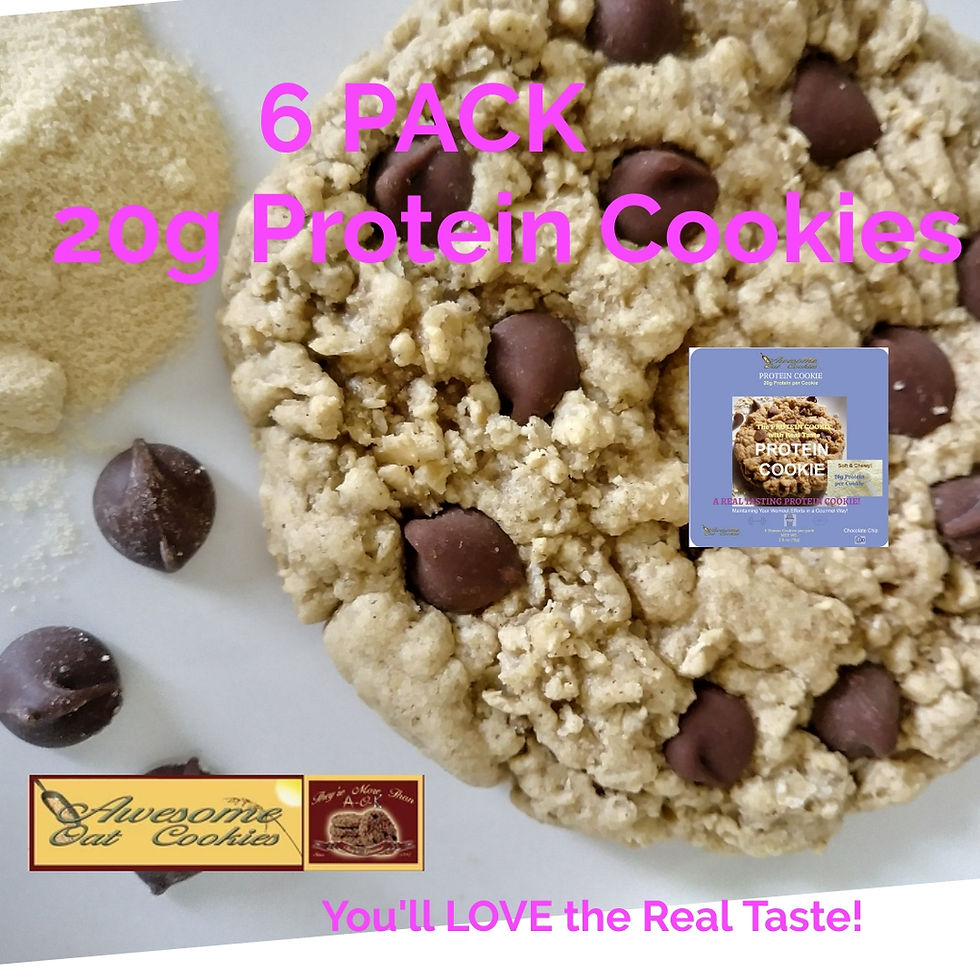 Thumbnail: 6 PACK 20g Whey High Protein Snack, Real Taste, Awesome Oat Cookies Shipped