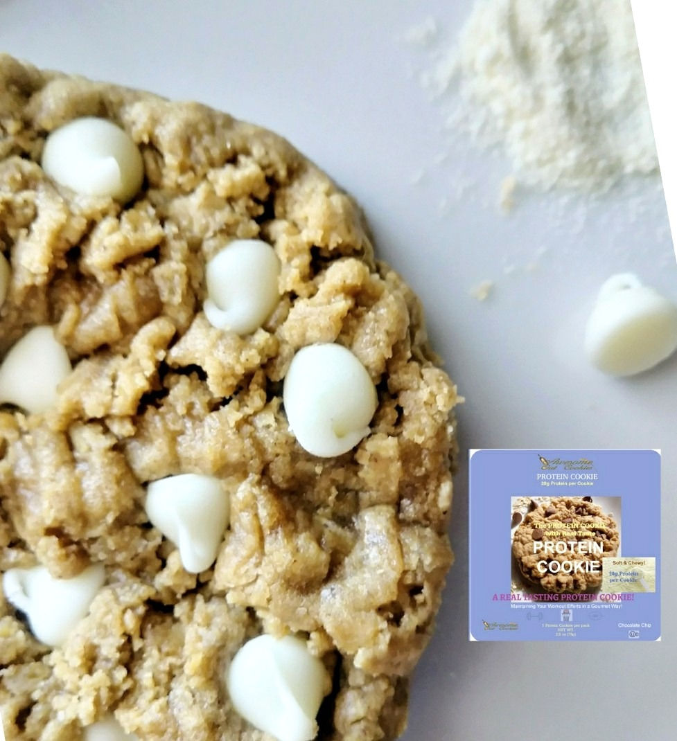 Thumbnail: WHITE Chocolate Chip 20g WHEY PROTEIN COOKIES, 12 Pk Awesome Oat Cookies