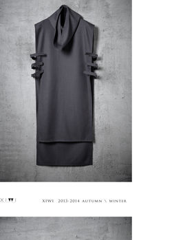 F.T1308「高領無斜邊長背心」 