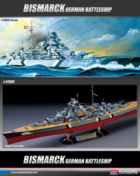 Academy. A14109. 1:350. Bismarck German Battleship
