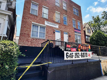 Off campus student housing next to Founder's Hall of La Salle University in Germantown, Philadelphia is getting it's patio makeover