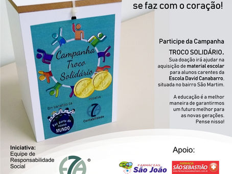 Equipe de responsabilidade social da Eza Contabilidade cria campanha do troco solidário