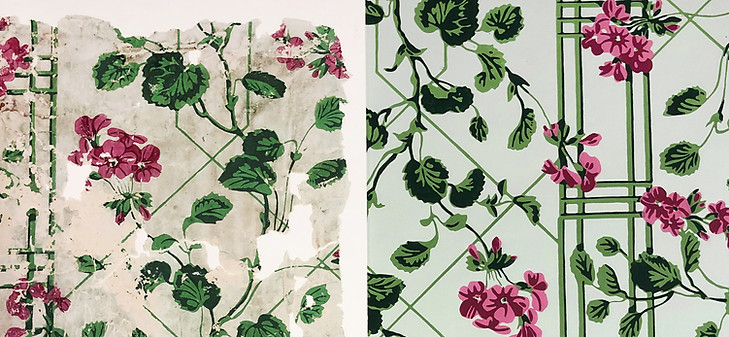 Adelphi Paper Hangings reproduction wallpaper Geranium Trellis