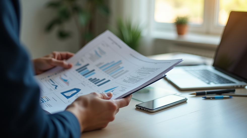 Close-up view of a real estate agent showing property documents