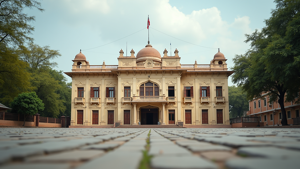 Eye-level view of municipal office building in Udaipur