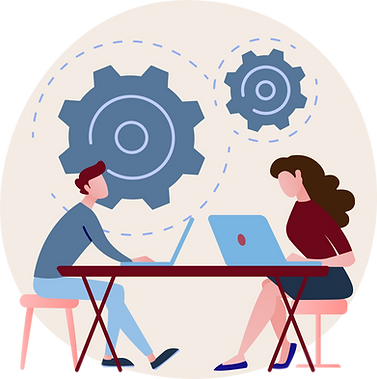 Illustrations de deux personnes en formation