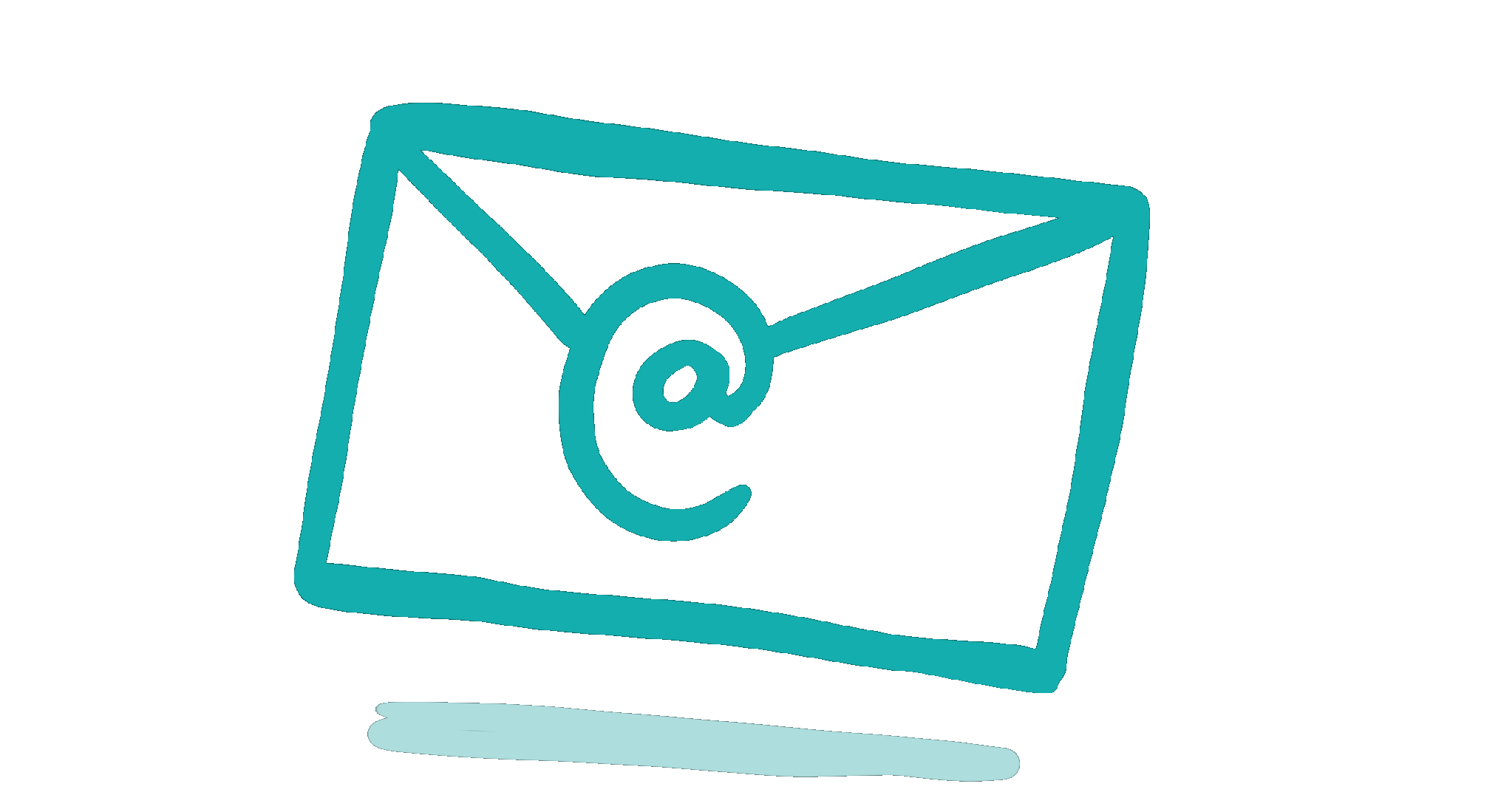 Disegno di una busta da letter con una chiocciola Internet al posto del sigillo, che si muove e brilla come se fosse inviata. 