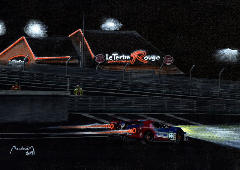 Ford GT devant le bar du Tertre rouge