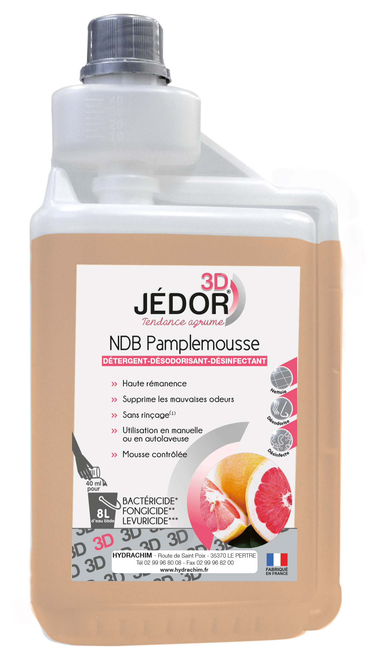JEDOR Pamplemousse 3D – Détergent désinfectant – 1 L