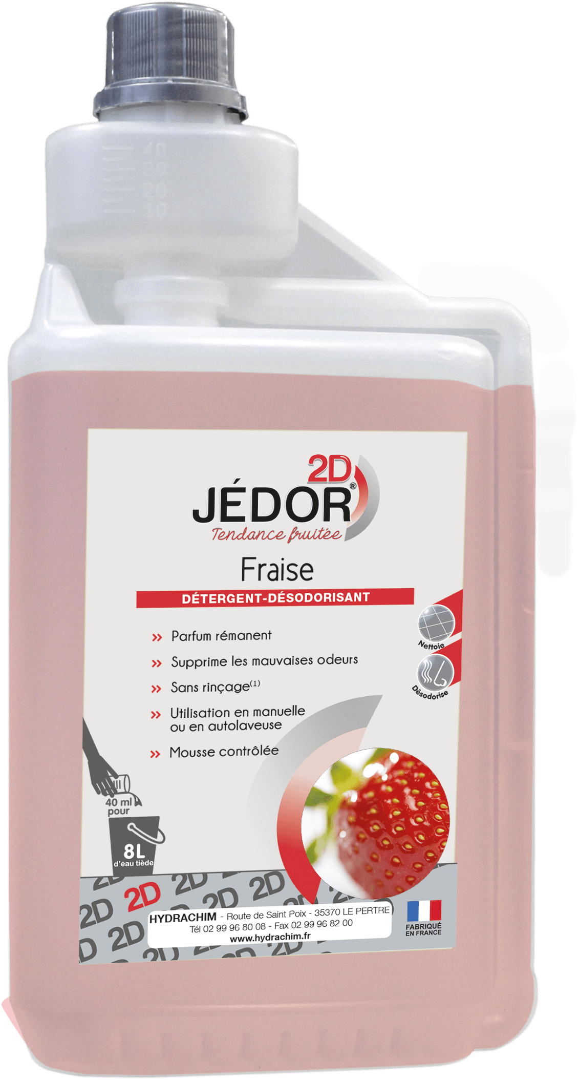 Détergent surodorant FRAISE 2D – 1 L