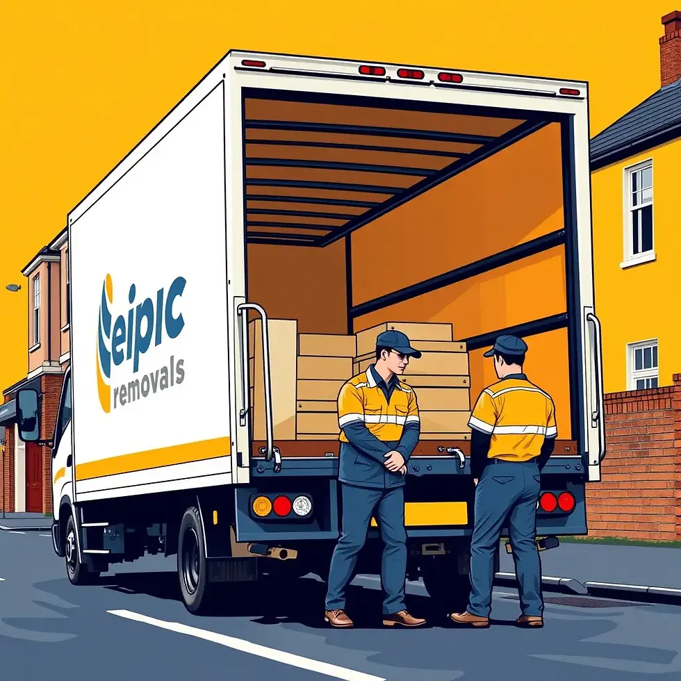 Eipic Removals and Storage pop art of removals men helping to move house in Northern Ireland