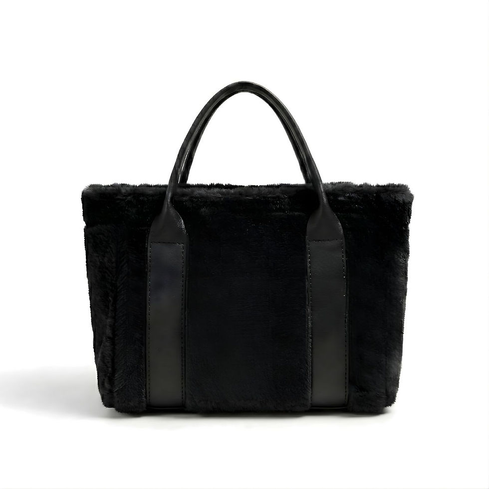 Küçük resim: Yumuşak Dokulu Peluş Tote Omuz Çantası - Siyah