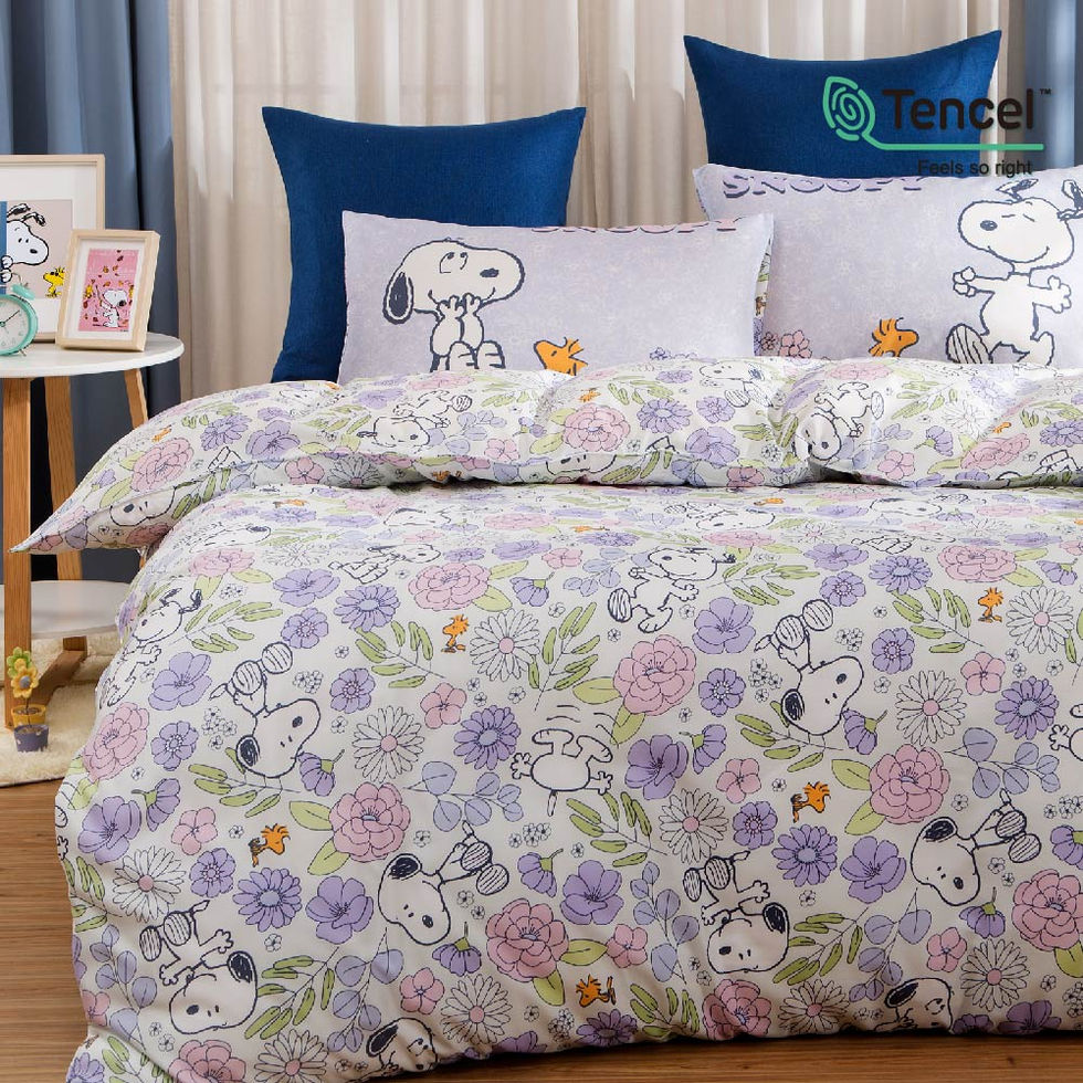 史努比花園漫步 Snoopy Garden Walk 床包兩用被四件組正面照