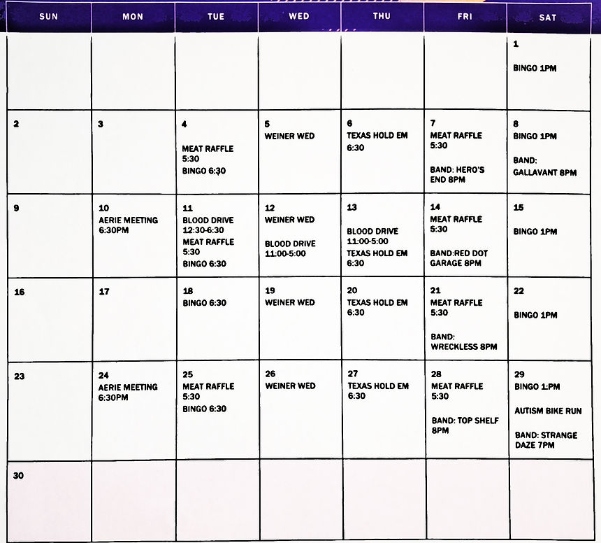 Calendar | Eagles Club Blooming