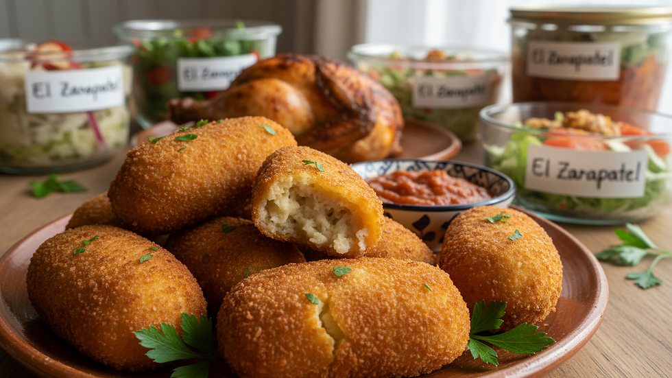 Close-up de croquetas caseras doradas y crujientes