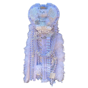 Senior white and silver LD Bell Drill team homecoming mum