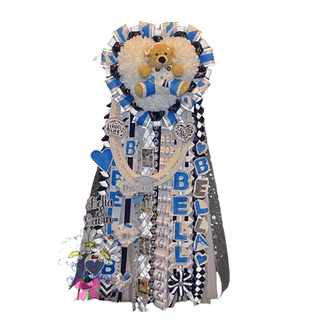 LD Bell blue white silver blue crew homecoming mum 