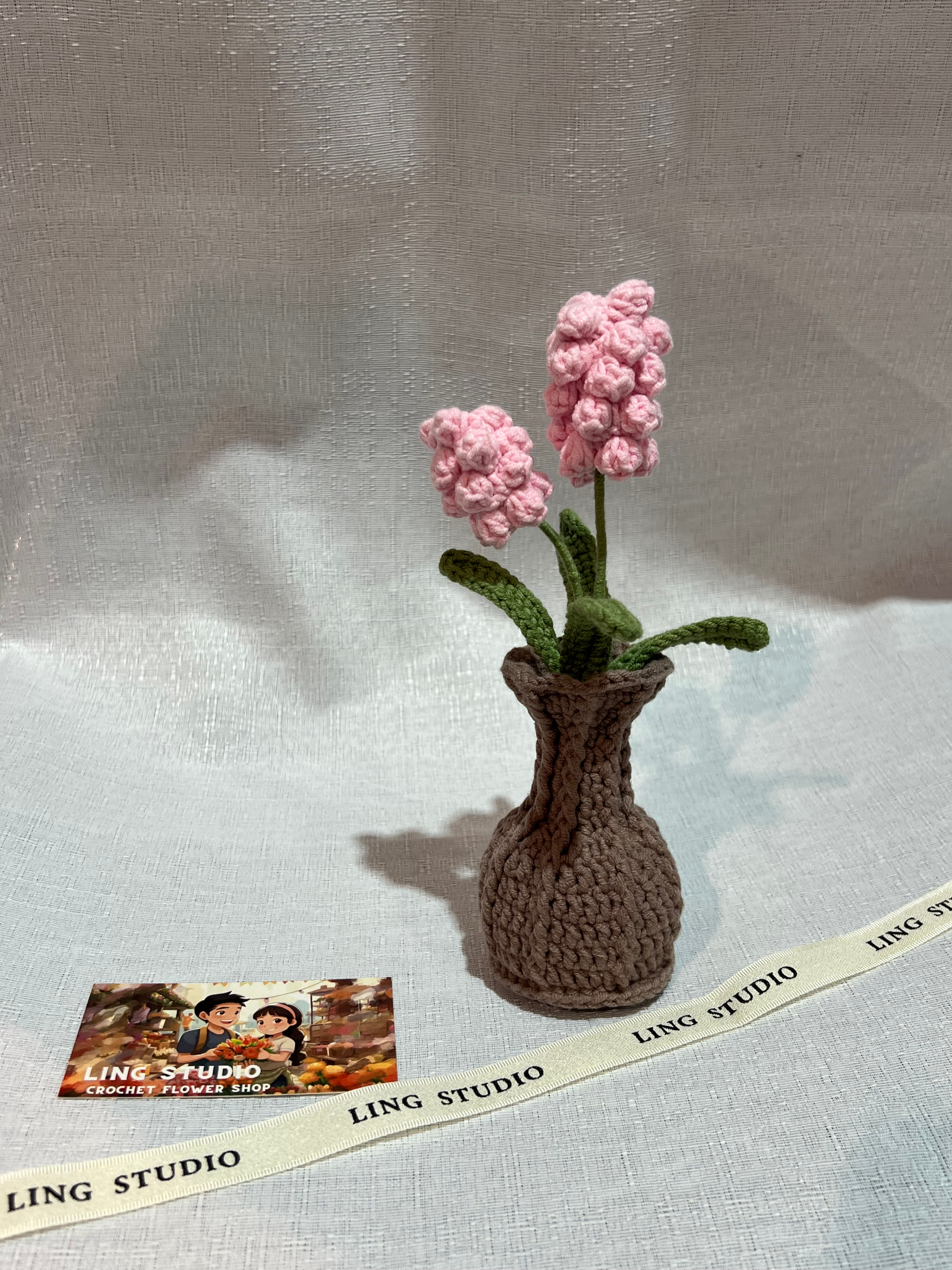 Crocheted Pink Hyacinth in a Vase