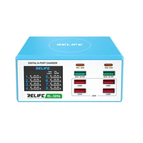 Thumbnail: Digital 8-Port Charging Station – Relife RL-309A 100W High Power