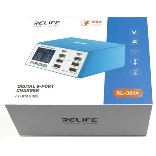Thumbnail: Digital 8-Port Charging Station – Relife RL-309A 100W High Power