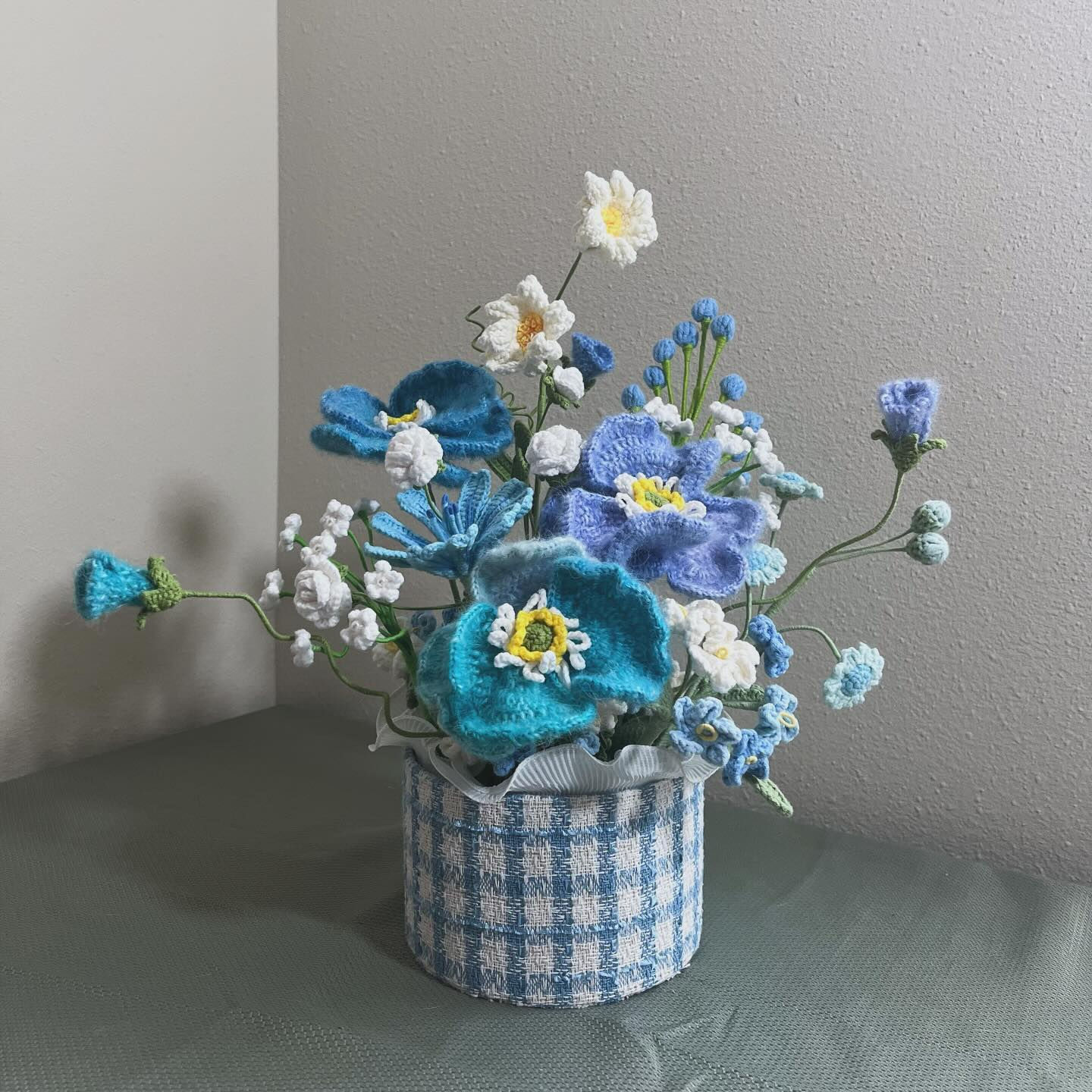 Crocheted Blue Flower Bouquet