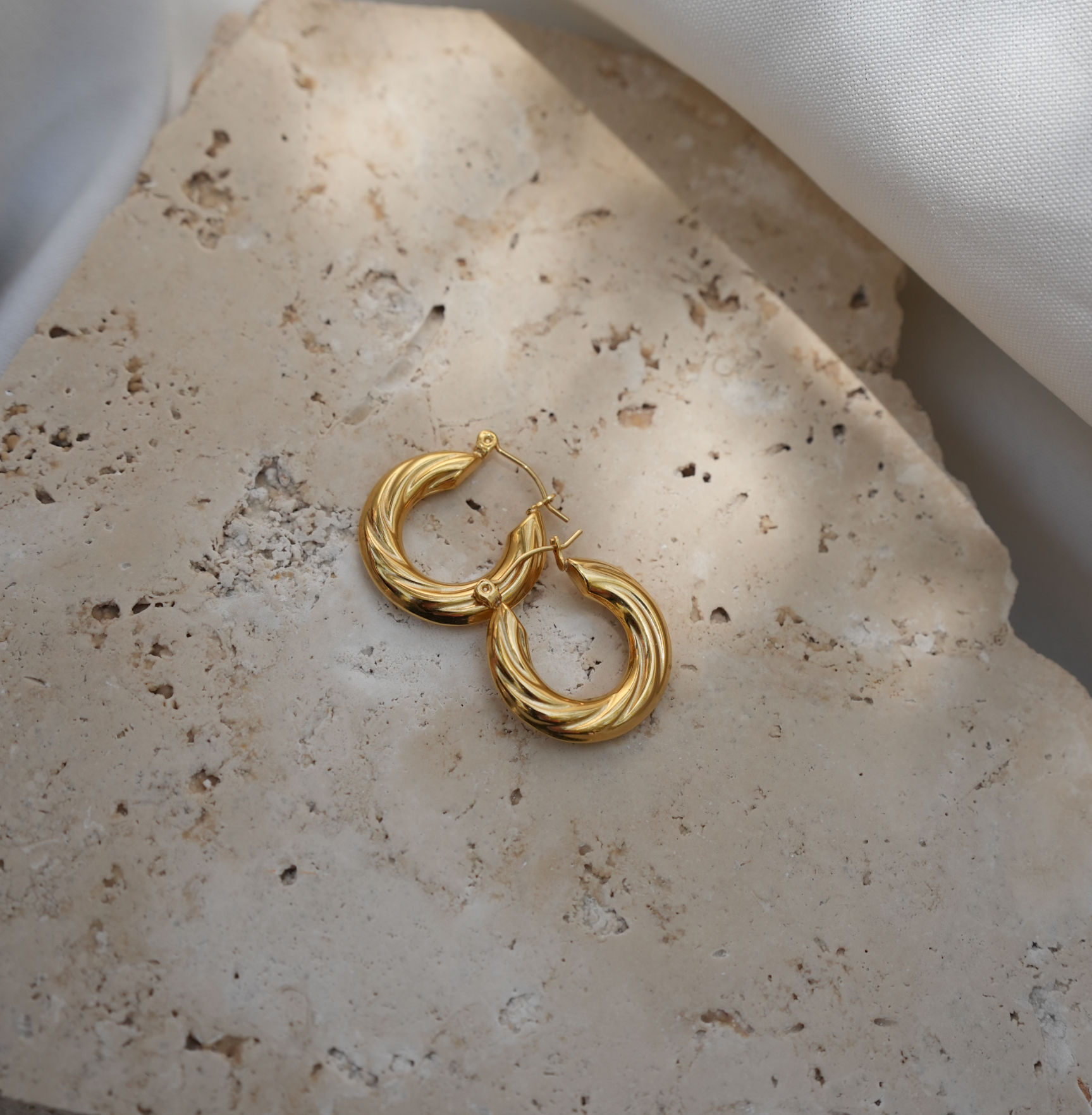 Gold Twisted Hoop Earrings