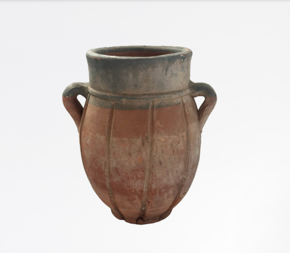 Rustic Earthenware Grey/Pale Terracotta Unglazed Olive Pot/ Vessel