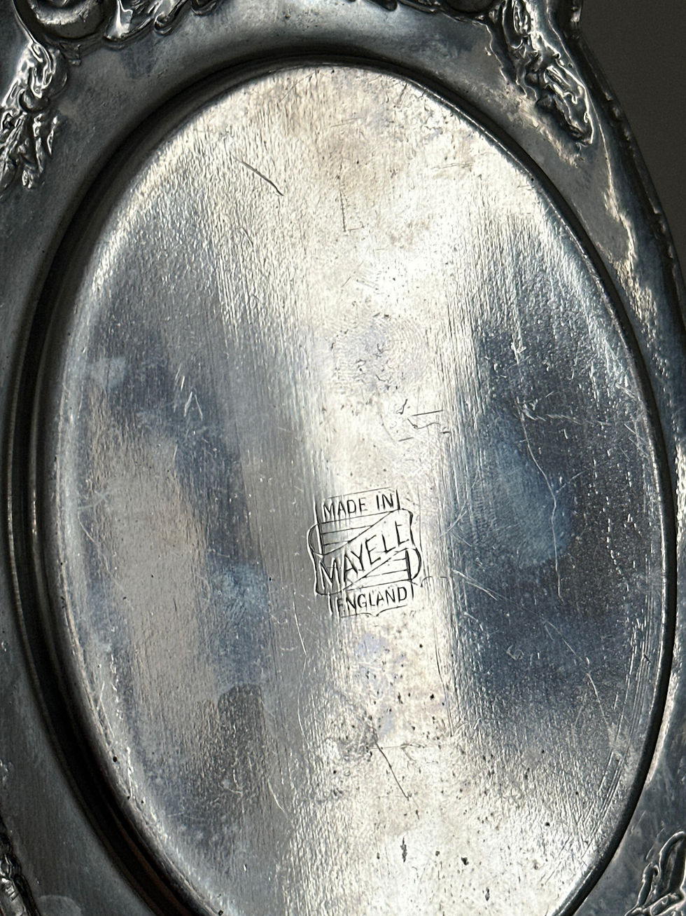 Thumbnail: Vintage Stainless Steel Mayell Lidded Butter Dish/ White Ball Handle