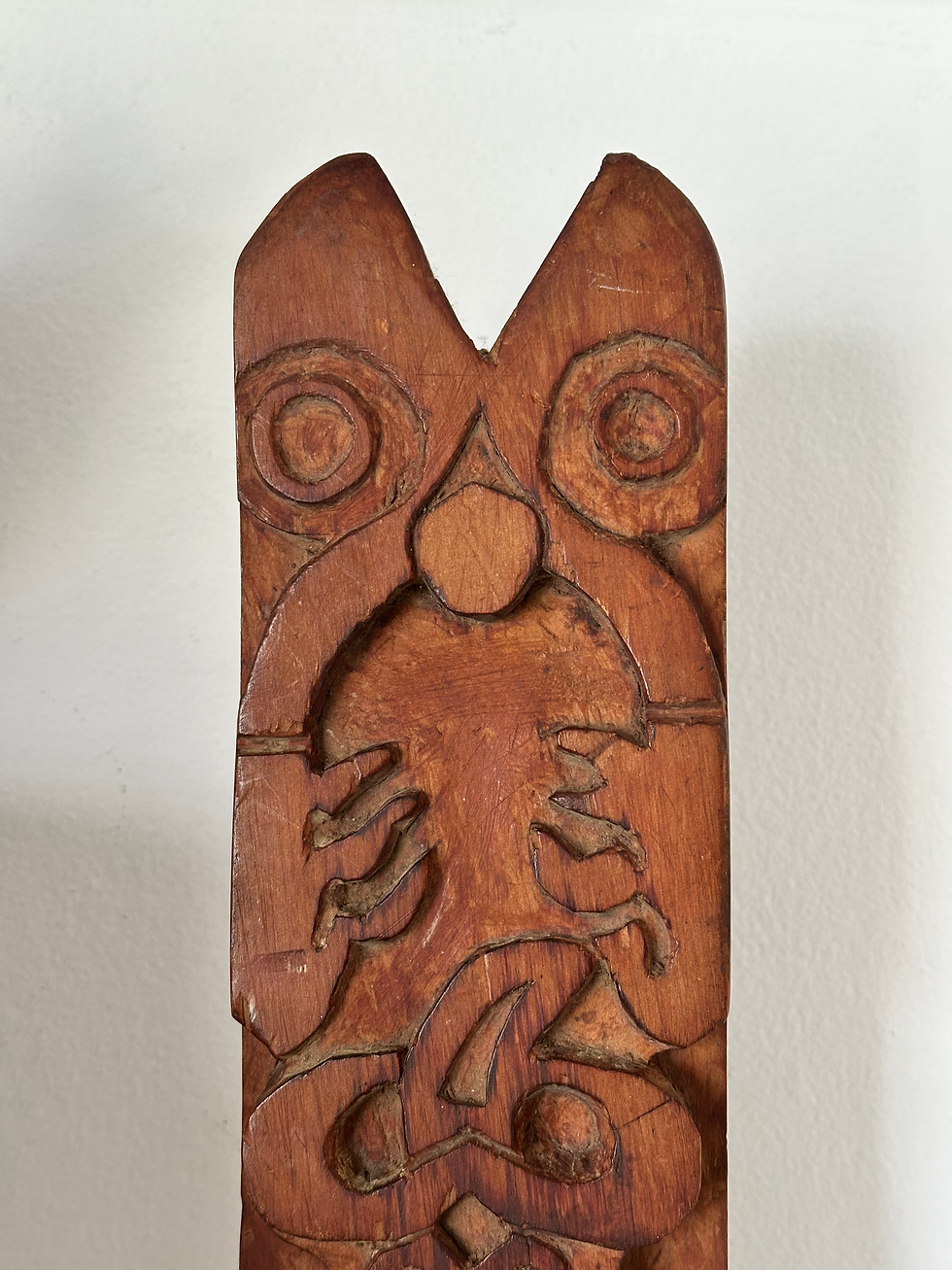Thumbnail: Vintage 1960s Māori Carved Wood Panel Tiki Totem
