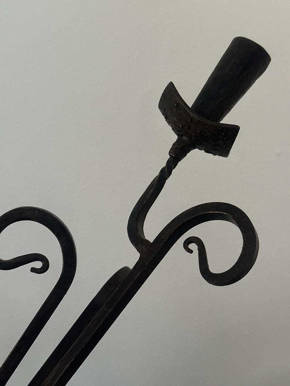 Thumbnail: Large Antique Early 20th Century French Wrought Iron Candle Holder