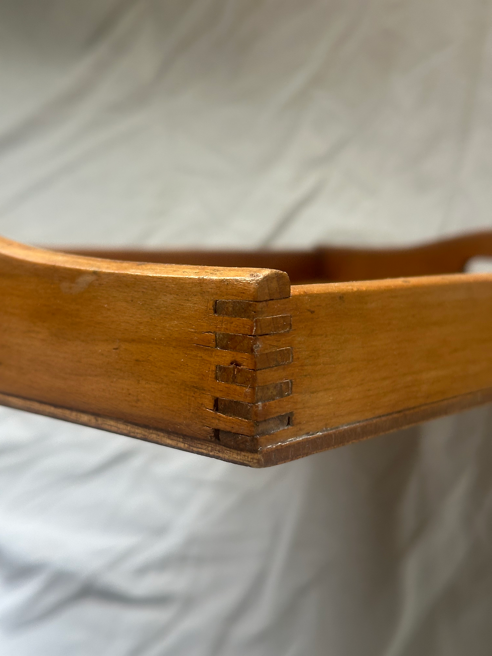 Thumbnail: Vintage Mid-Century Cork/Wood Rectangular Handled Serving Tray